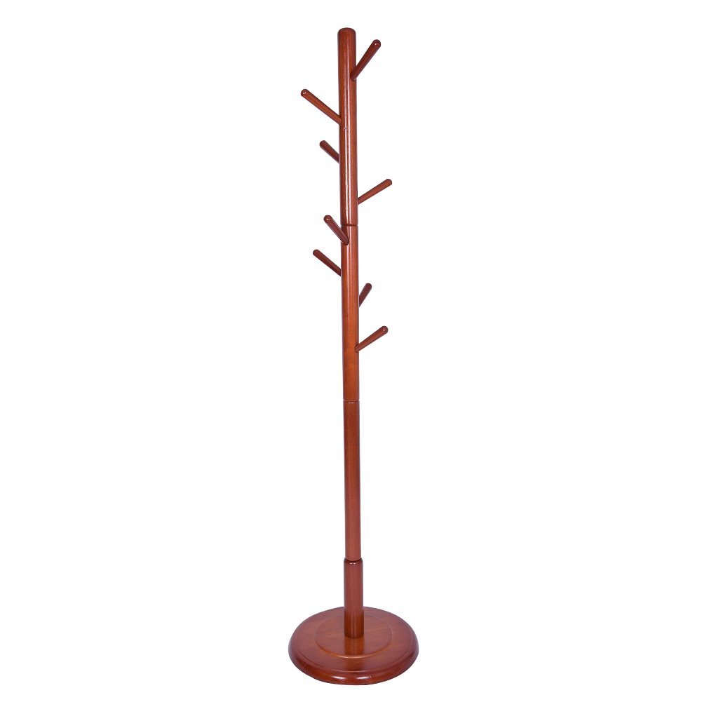 Coat Stand - Standing hanger Wooden Coat Stand Light Wood with Portable bar